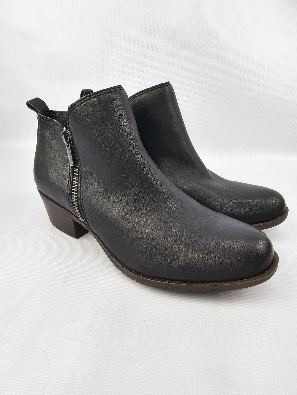 Lucky Brand Basel Ankle Bootie Side Zip Stacked Heel Black Women's Size 7